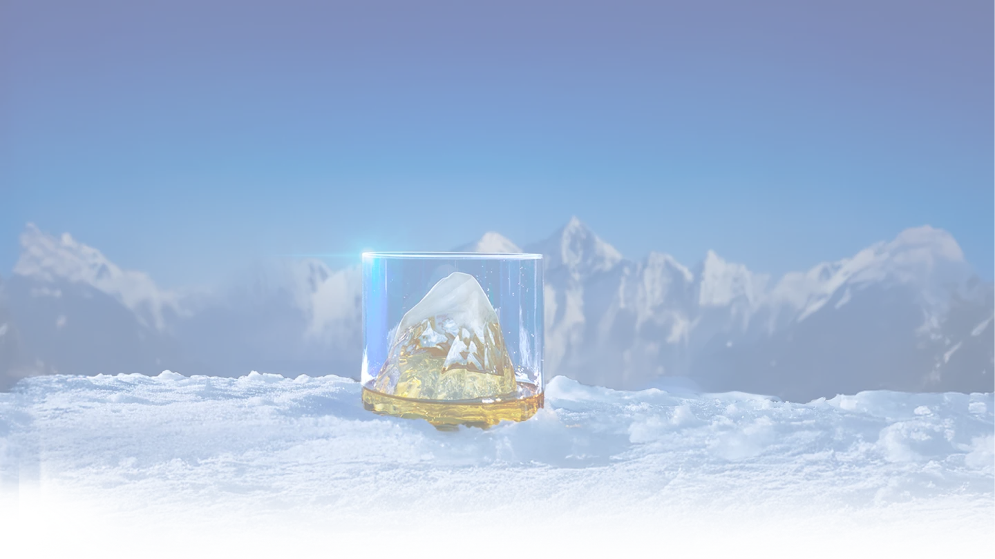 Johnnie Walker Blue Label Ice Chalet en el hielo